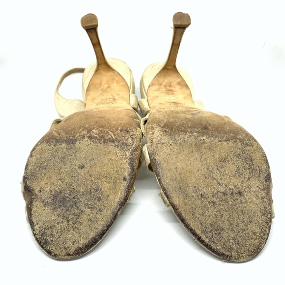 Jimmy Choo: Metallic Gold Lame & Leather, Sandals/ - Picture 8 of 16